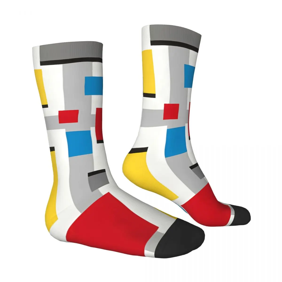 Block Diagram De Stijl Mondrian Socks Male Mens Women Autumn Stockings Hip Hop