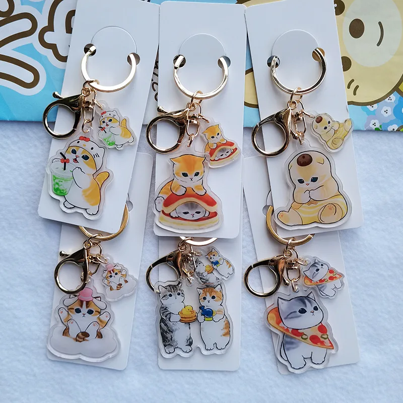 Cute Anime Cat-themed Transparent Keychain Keyring - Perfect for Any Occasion