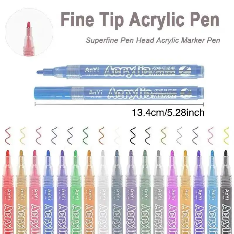 مجموعة أقلام طلاء أكريليك مكونة من 12 قطعة - ألوان نابضة بالحياة للقماش والحجر والصخور والزجاج والسيراميك | مثالية لفن DIY، Craft Pr #4