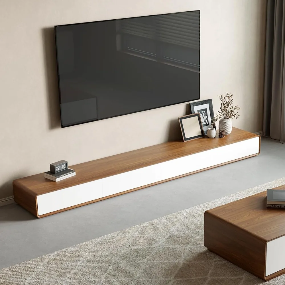 

Modern TV Console, 94" Solid Wood TV Stand with Storage, 4-Drawers Full Assembled Walnut Entertainment Center