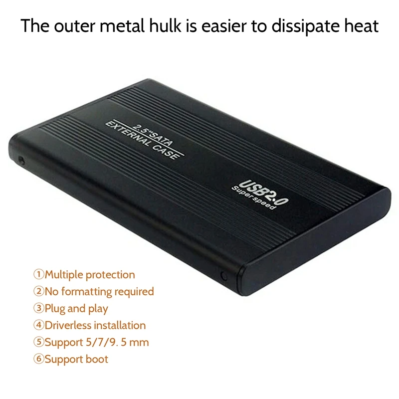 2.5 Inch USB 2.0 External Mobile Hard Disk Box SATA HDD Aluminum Alloy Solid State Hard Disk Box