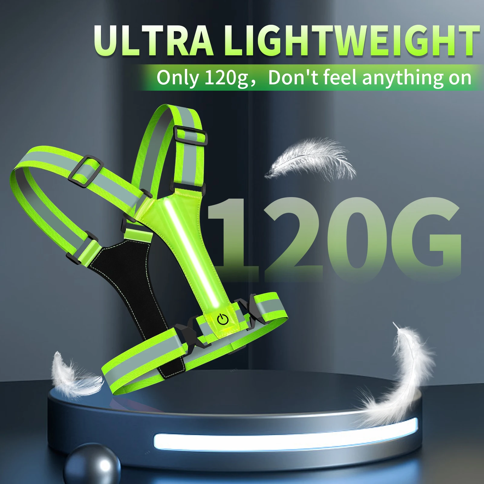LED Running Vest USB Rechargeable Reflective Cycling Security Vest High Visibility Night Running Riding Clothing for Kids Adults