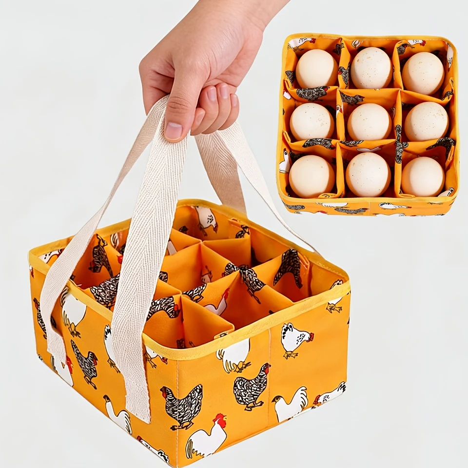 Eiersammelkorb mit 9 Fächern für Hühner-, Enten- und Gänseeier, tragbarer Halter für Haus, Garten, Bauernhof, Küche und Osternutzung.