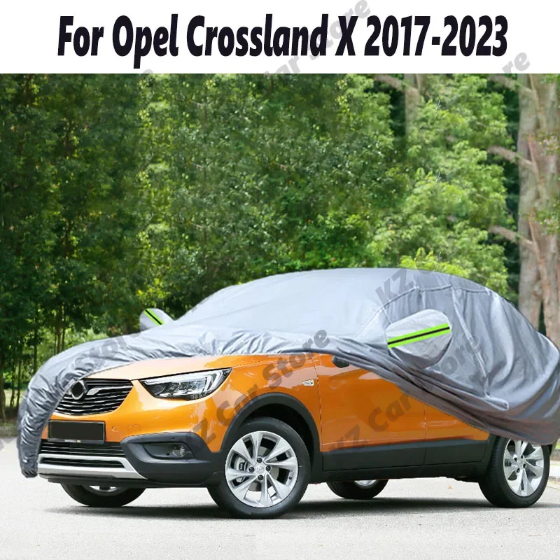 Black Waterproof Car Cover SUV Outdoor Summer Anti-UV Sun Shade Winter Snow Rain Protect Cover For Opel Crossland X 2017-2023