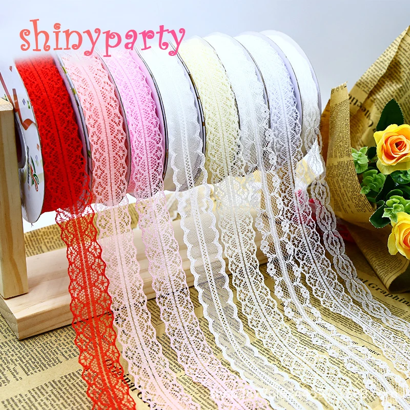 

3.0cm×50yards Lace Ribbon Hot Stamping Polyester Tape Ribbon Tied With Flowers Colorful Ribbons Baked Decoration Ribbons