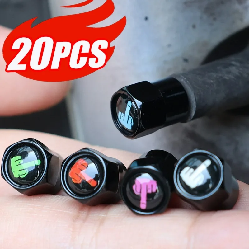 Car Tire Valve Caps Middle Finger Logo  Rubber Seal Tire Valve Stem Caps Car Motorcycle Bicycle Universal Valve Dustproof Covers