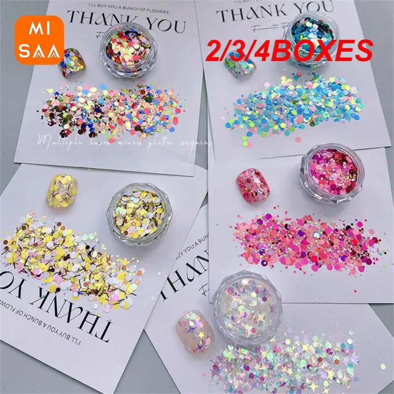 2/3/4BOXES Gradient Sequins Round Love Multi-function Sparkling Nail Art Mermaid Nail Sequins Manicure Laser Fashion Easy To Use