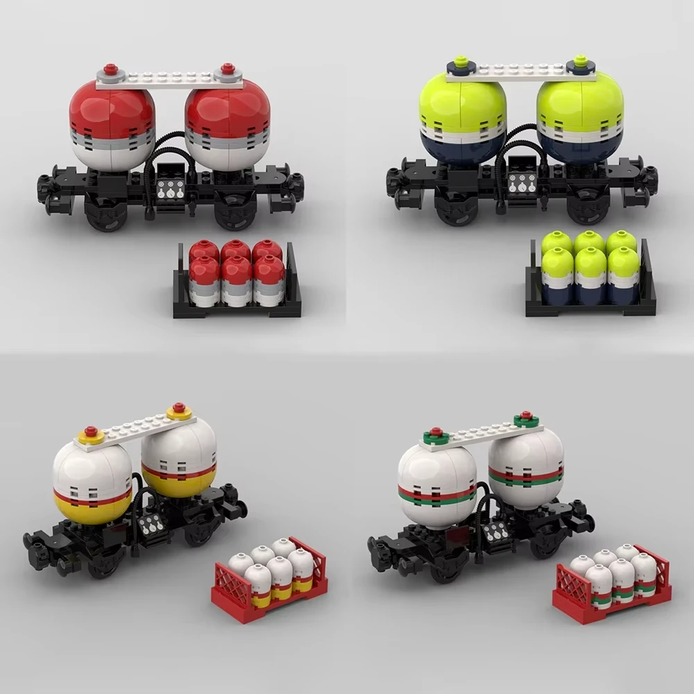 

MOC Twin Tank Rail Tanker Wagon， City trains, trains, children's toy sets, technical building blocks, Christmas gifts