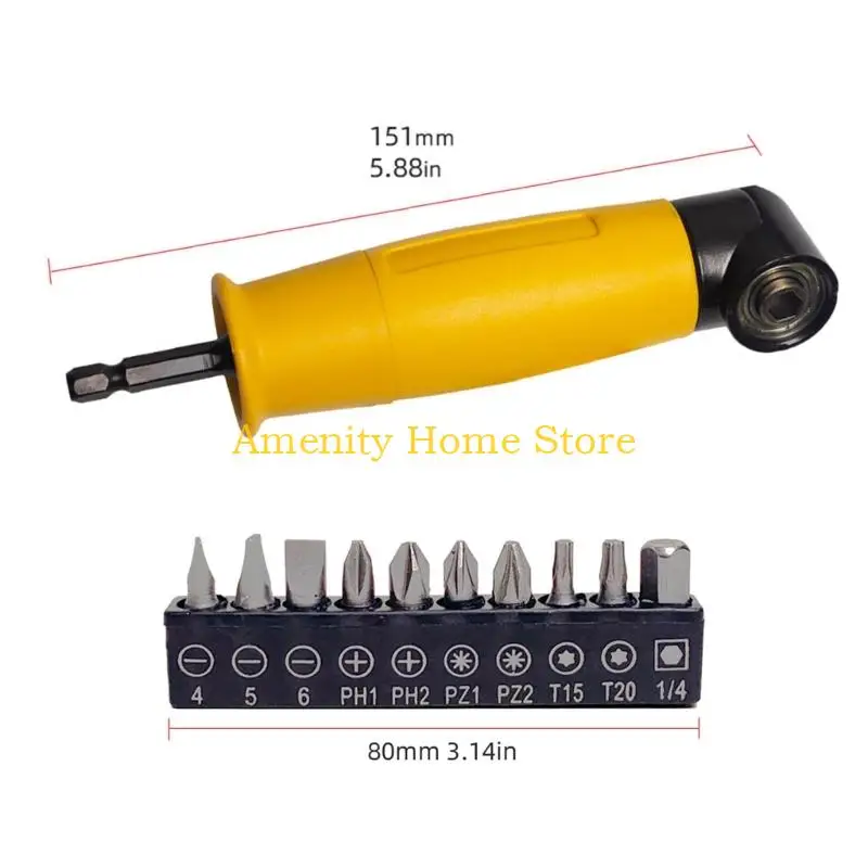 F26C Right Angles Drill Attachment Adapter for Tight Space with 10slot Base 10pc Bit