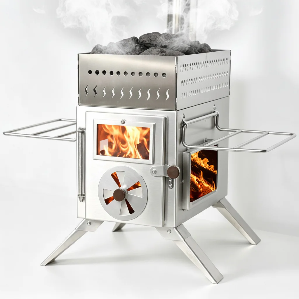 Wholesale Warmfire Portable Foldable Sauna Wood Stove Stainless Steel Long Chimney for Outdoor Sauna Tent Camping