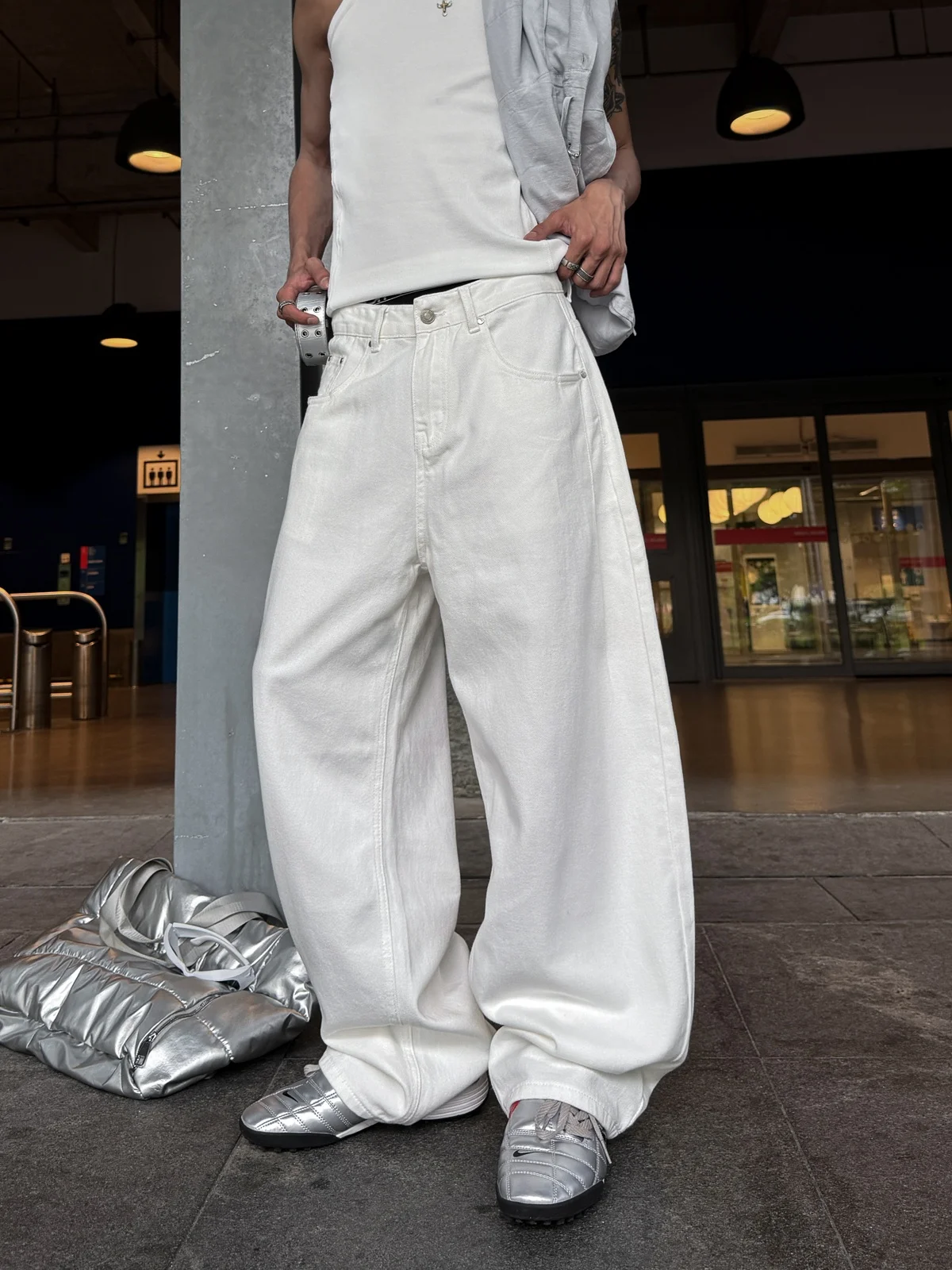 Calças Jeans de Algodão Cleanfit Casual de Perna Larga para Homens e Mulheres, Corte Solto e Reto, Confortáveis para Todas as...