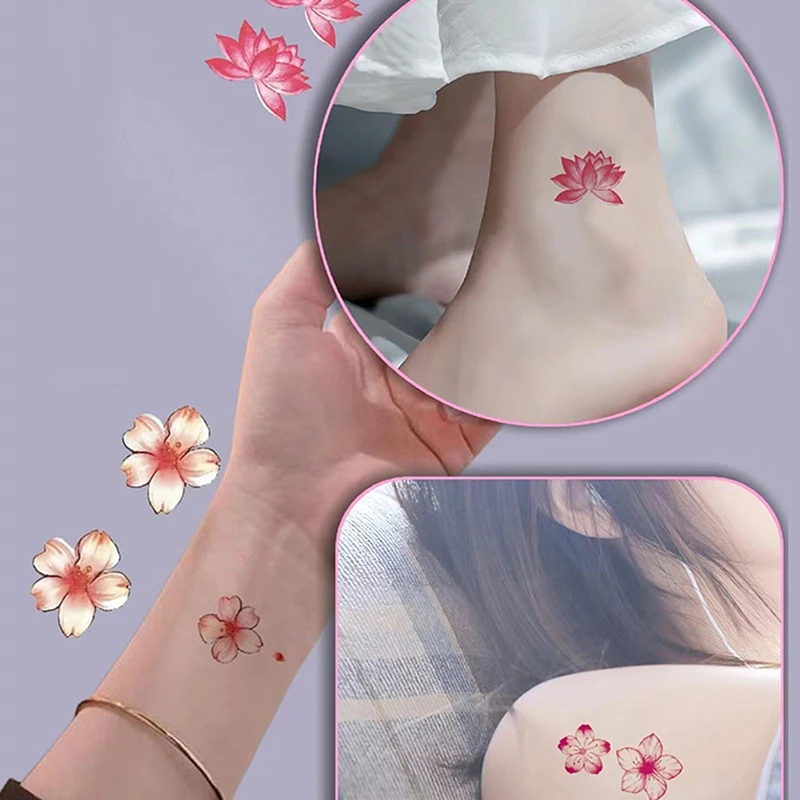 1 foglio acquerello fiori tatuaggio adesivo Cherry Blossom tatuaggio temporaneo trasferimento d'acqua Body Art decorazione petalo decalcomanie