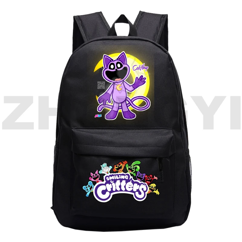 Horror Game Smiling Critters School Backpack for Teenager Students High Quality Laptop Travel Bag Canvas Cartoon Bookbag Merch