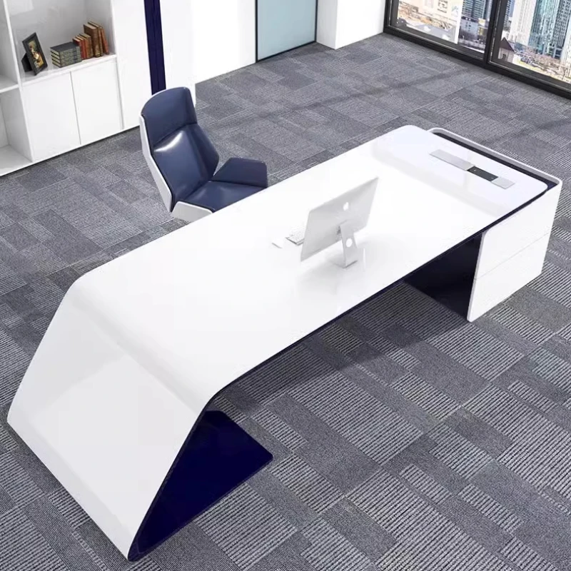 Unique Designer Office Desk คอมพิวเตอร์ Gaming Work Conference Office Desk Boss การอ่านที่ผิดปกติ Vintage Wooden Bureau Furniture