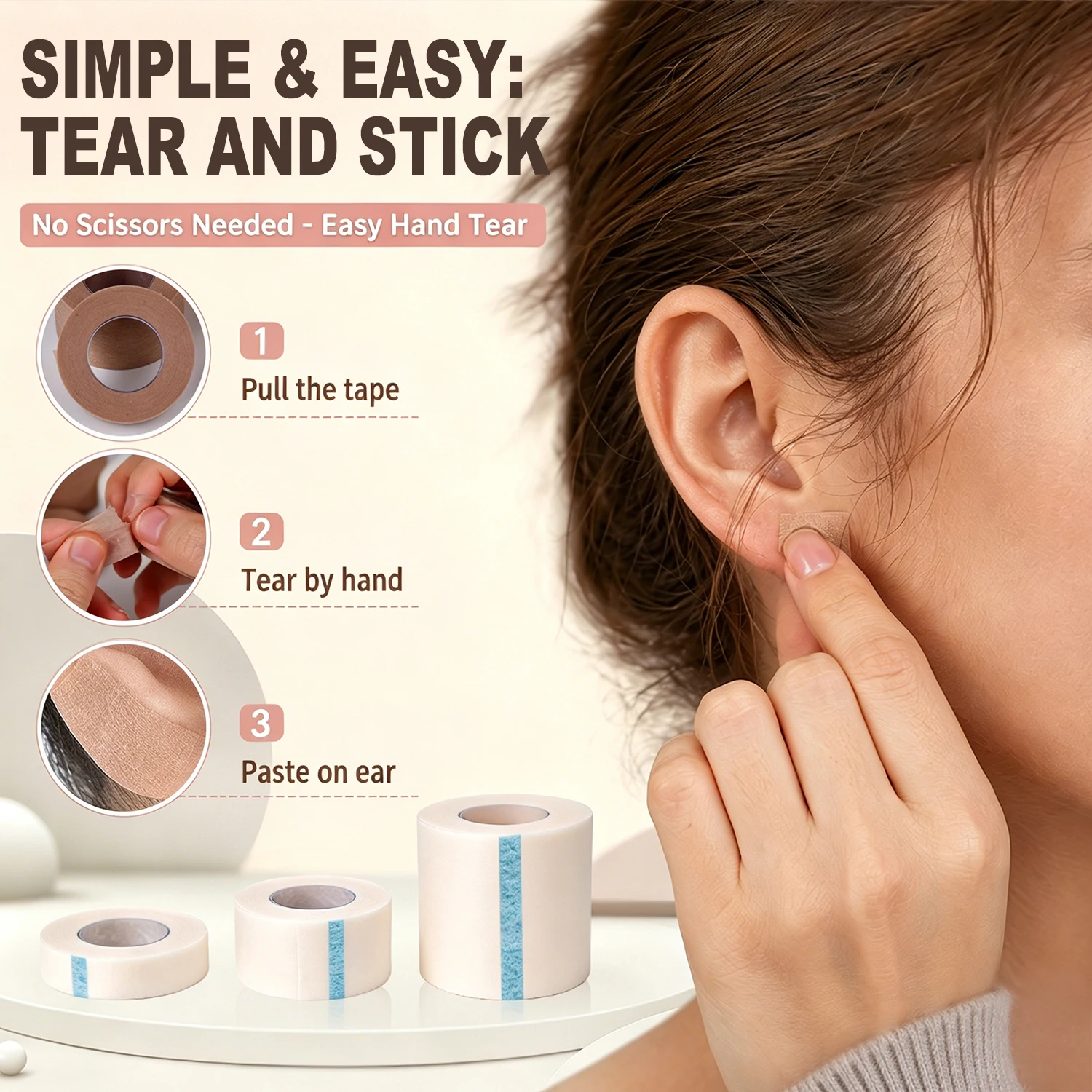 Hypoallergenic Latex Free Microporous Medical Tape Skin Tone Eyelash Extension Separator Tape Waterproof Concealing Tape