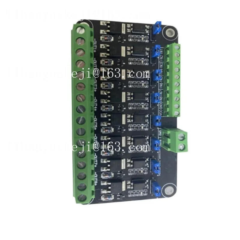 8-channel mosfet driver module with microcontroller amplification, optocoupler isolation, and led strip switching control