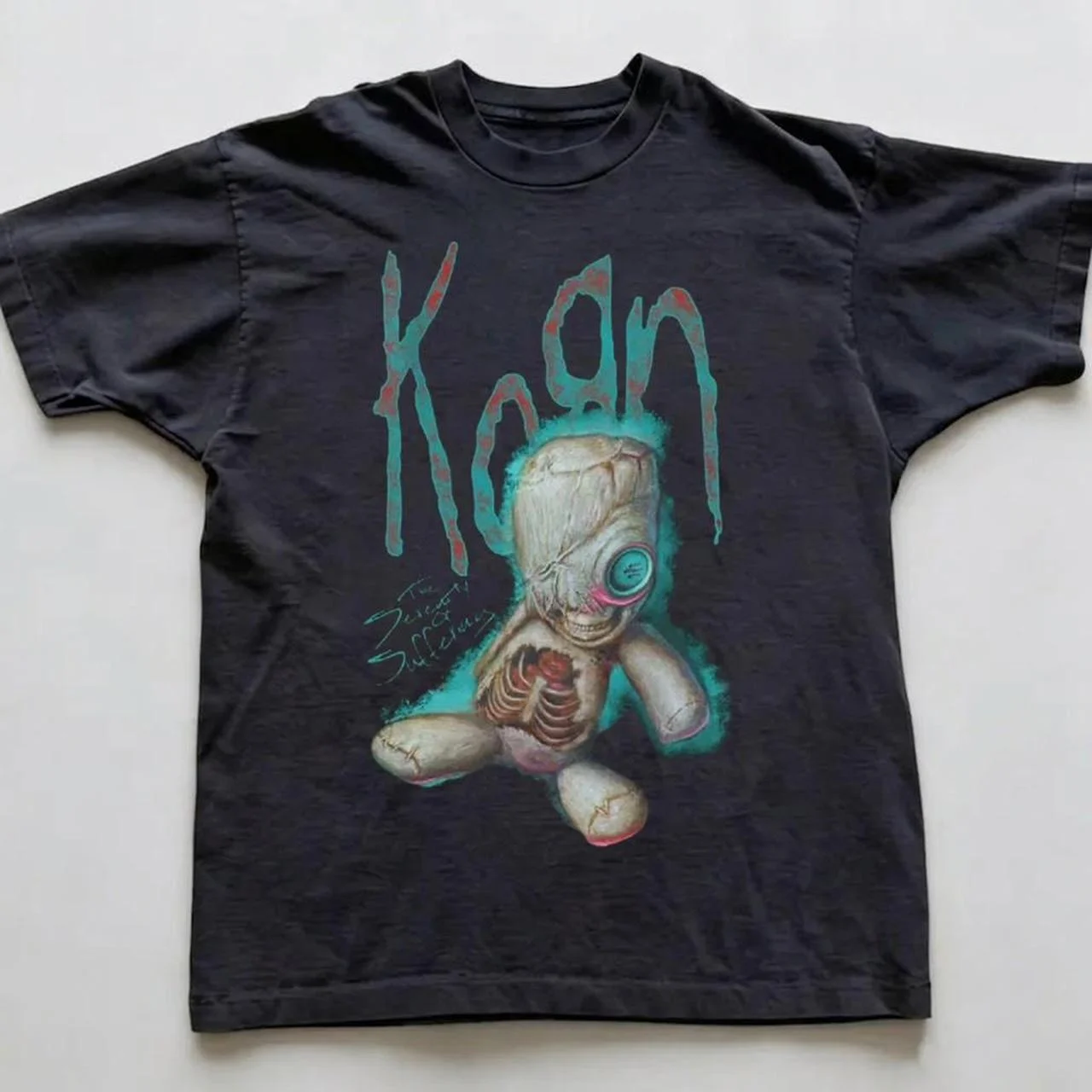 Korn Follow The Leader Cotton Printed T-Shirt Double-Sided Metal Band Tee Men's and Women's Oversize Couple Tee Tops