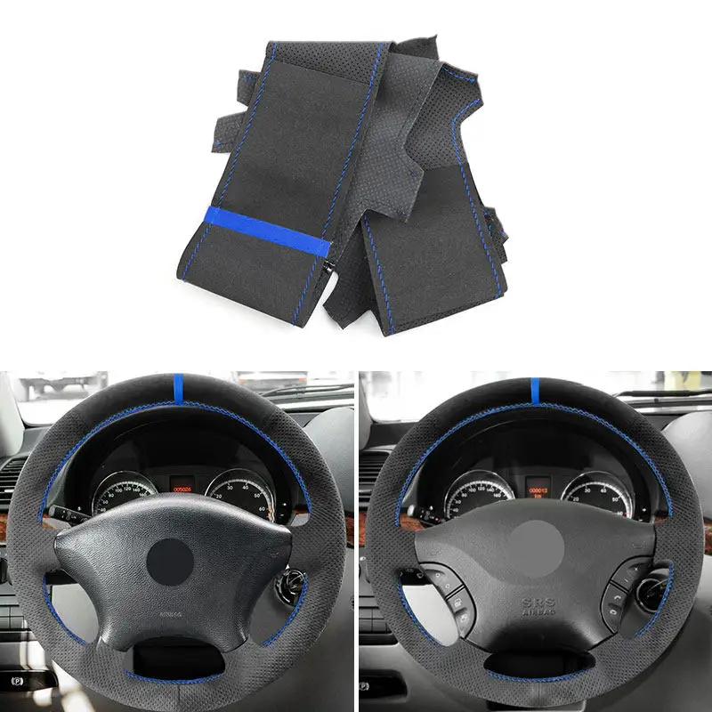 

For Mercedes Benz Viano W639 2003-2010 Vito 2003 2014 Sprinter 2006-2013 Hand Braids Suede Leather Car Steering Wheel Cover Trim