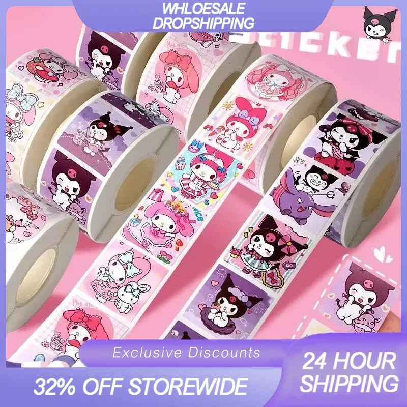 

500 PCS Hello Kitty and Kuromi My Melody Cartoon Stickers Cute Diary Decorations Bonus Gifts for Children's Kids' Toys