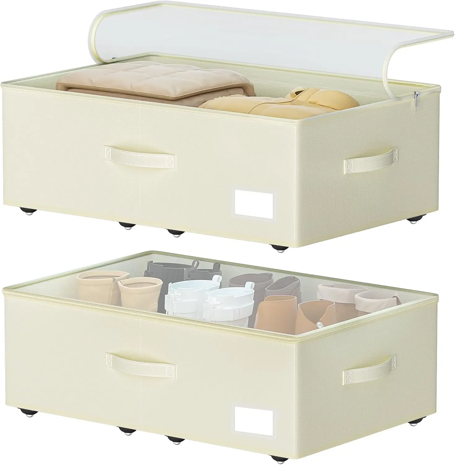 

Under Bed Storage Bins with Wheels 12 inch Height, Large Capacity Rolling Containers for Shoes Clothes, No Assembly Needed for