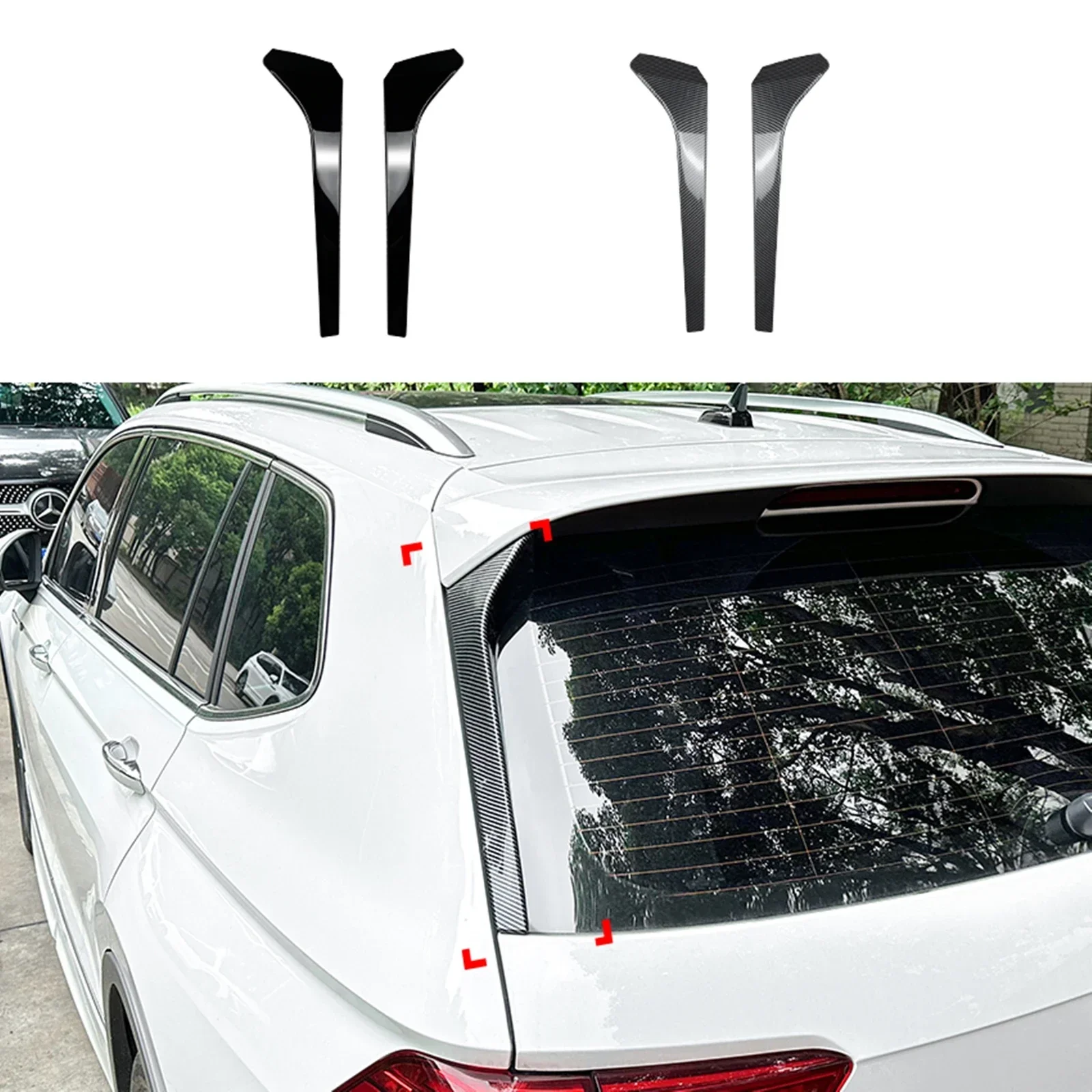 

New！ For Volkswange VW Tiguan MK2 Rline 2017-2023 Rear Side Spoiler Wing Trim Trunk Window Edge Splitter Lip Windshield Shades C