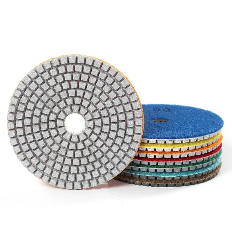 4-inch Diamond Water Polishing Pads 50-1000 Grit Diamond Sanding Wheel with Backer Pad For Polishing/Refurbishing Marble Granite