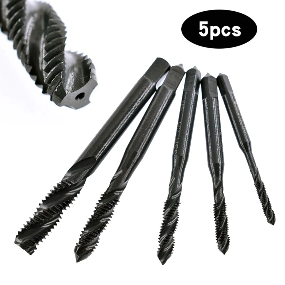 

5Pcs Spiral Tap Spiral Screw Tap Drilling Slotting M3-M8 Spiral Drill Bits Hand Tap Threading Tool Tap Drill Bit