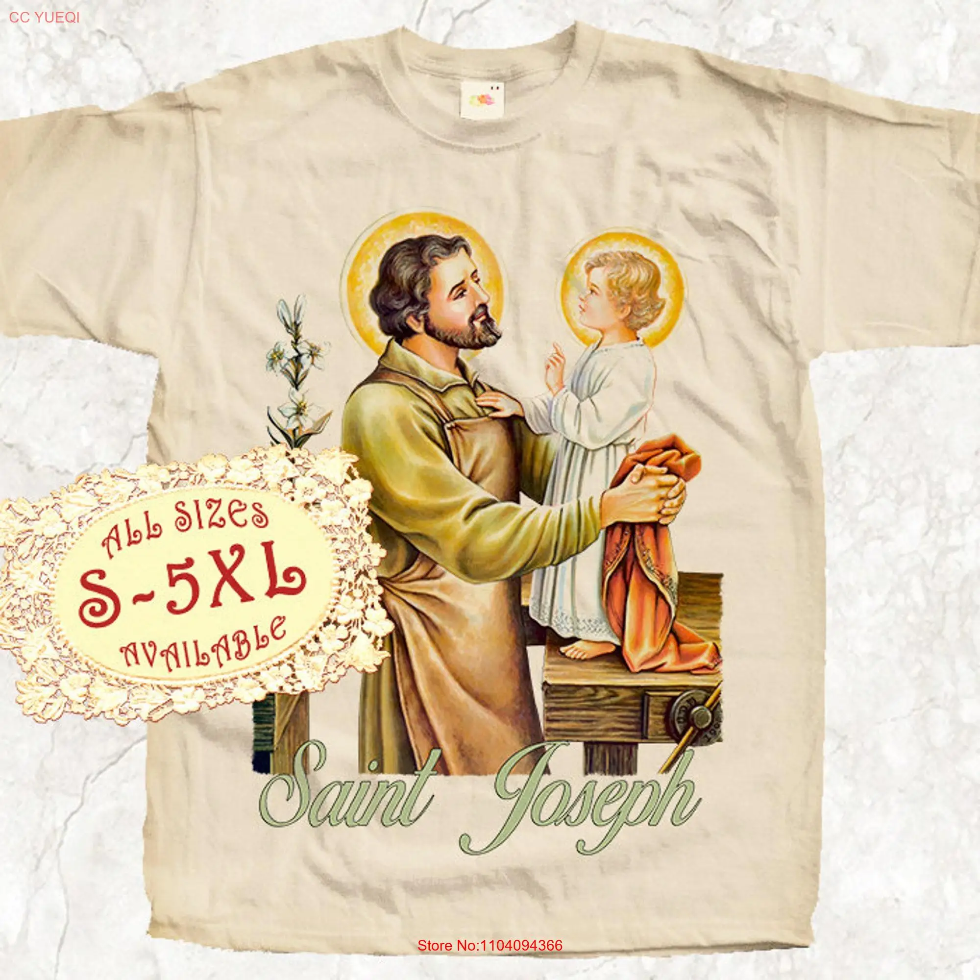 Saint Joseph V6 Catolic T SHIRT All sizes S 5XL Religious Christian Catholic TEE Natural long or short sleeves