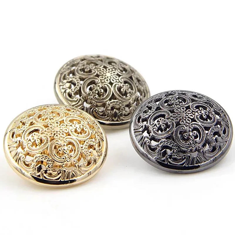 10pcs Retro Hollow Carved Golden Button Suit Coat Windbreaker Shirt Button Decorative Sewing Accessories