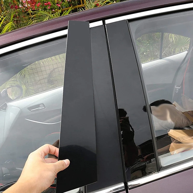 6Pcs Gloss Black Pillar Posts For Honda Civic Sedan 2006 2007 2008 2009 2010 2011 Window Decoration Cover Door Side Trim Sticker