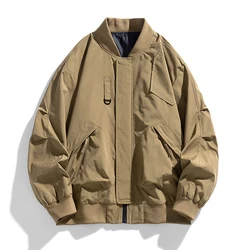 Autumn Plus Size Jacket Men's Pocket Loose Fashion Brand Coat 130kg 8XL Bomber Jacket Men Workwear Cargo Jacket Outwear