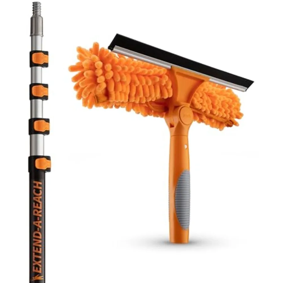 

Набор для мытья окон 5-18 футов (1,5-5,5 м) с вылетом до 7,3 м // Инструмент для мытья окон и скребок для стекол с телескопической штангой // B