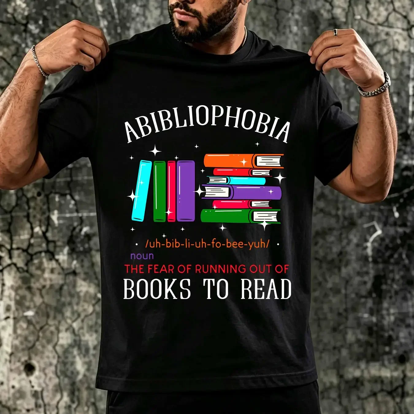 washed T Shirt Abibliophobia Bibliophilia Fear Read Bibliophile Bookworm long or short sleeves vintage Washed Breathable