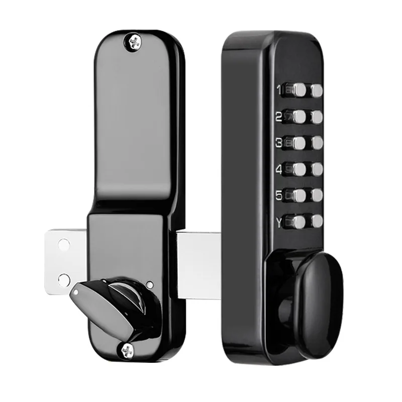 Door Knob Lock with Bolt,Single-Sided Passcode Combination Door Handle Lever Set,Interior Exterior Manually Locking(Matte Black)