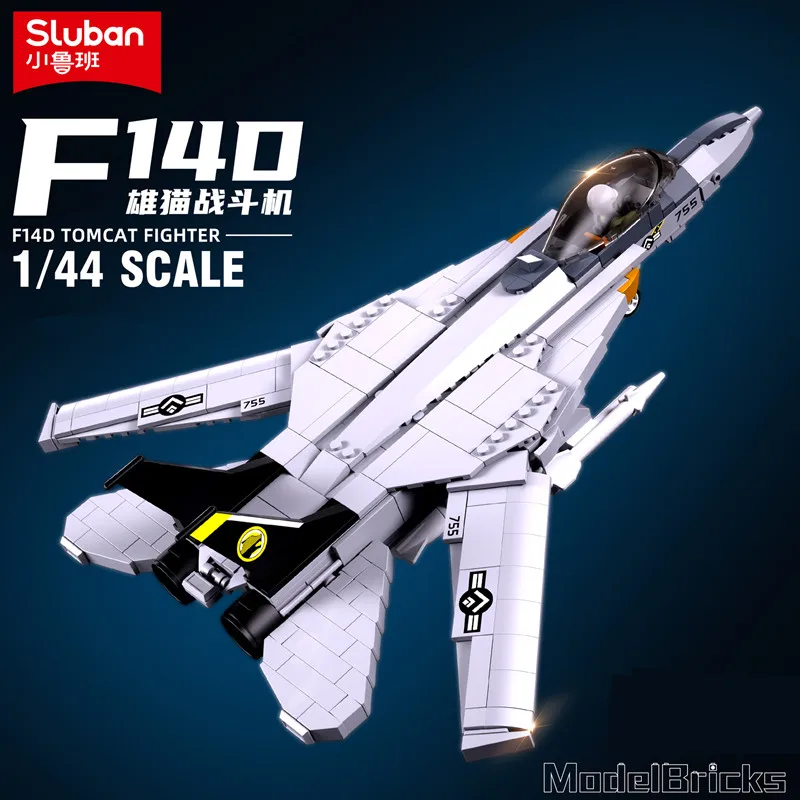 Sluban Air Force Building Blocks Model F14D Fighter Bricks Compatbile With Leading Brands Construction Kit 404PCS Stickers