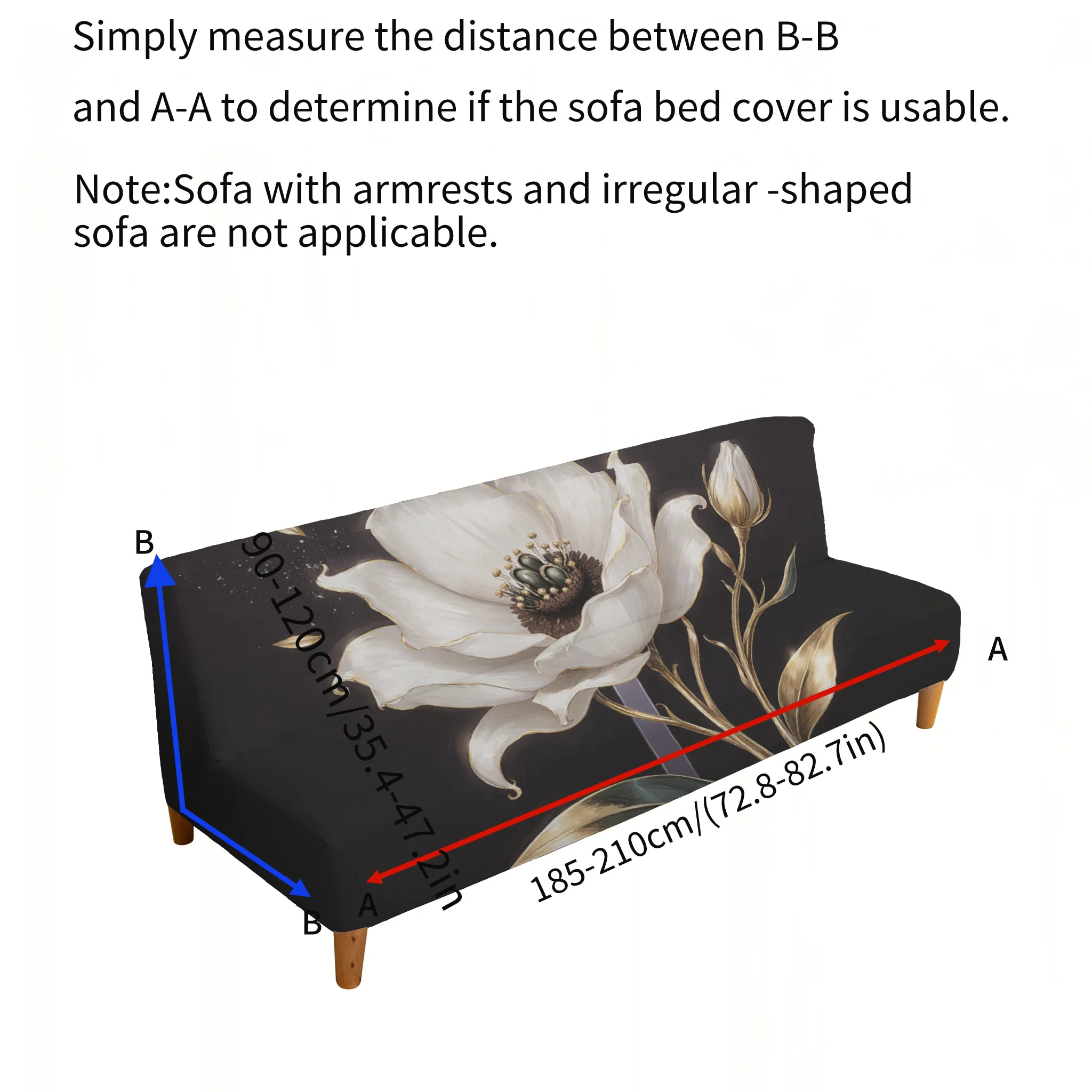 Line drawing flower printing sofa bed cover, living room sofa bed cover, dustproof machine washable sofa bed cover