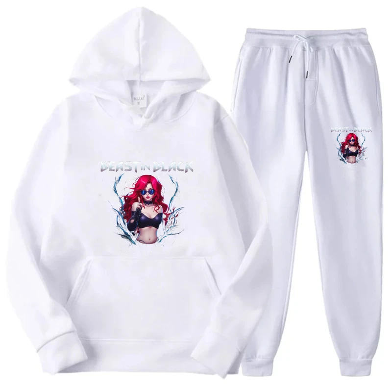 طقم هوديي من الذهب الأبيض مطبوع عليه دولفين ملابس رياضية كاجوال للنساء والرجال أطقم اللياقة البدنية واليوجا والركض #6