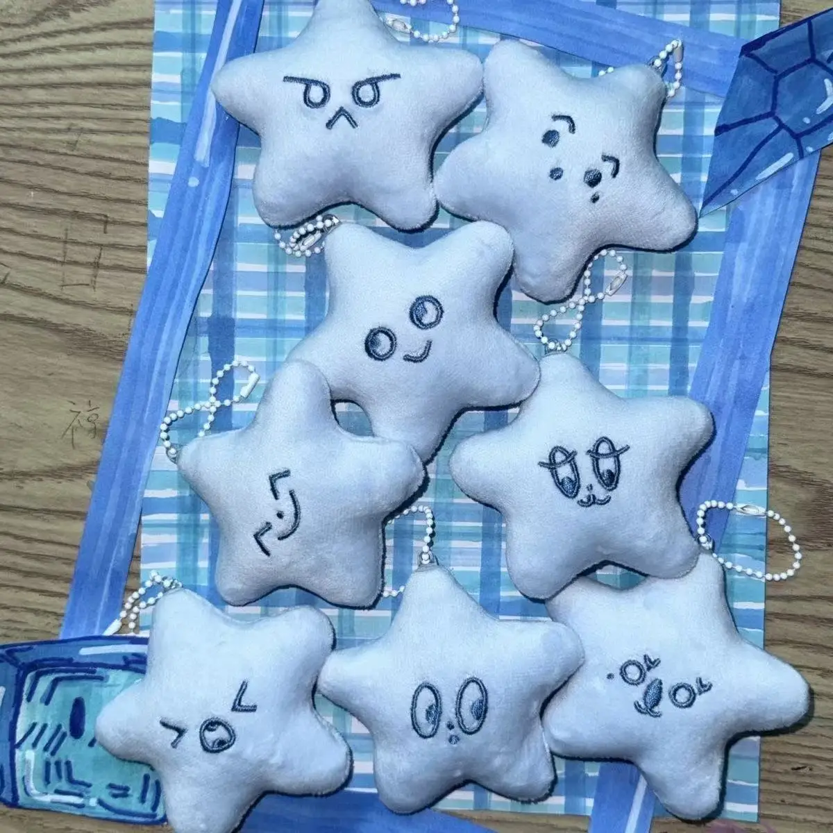 KPOP N-127 Всплывающий магазин Брелок 9-летия Синяя морская звезда Кукла Брелок DoYoung Светящаяся сумка Подвеска Подарки для фанатов JungWoo