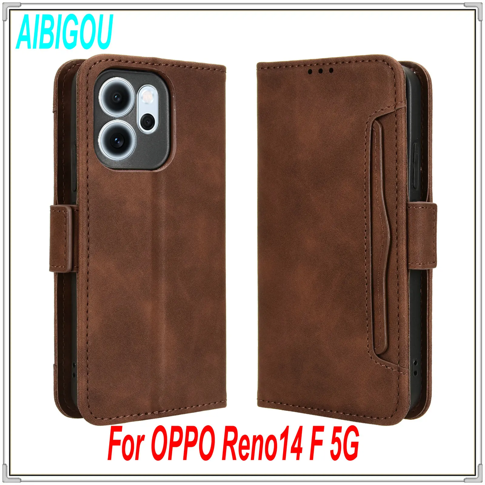 Für OPPO Reno14 F 5G Flip Ledertasche Luxus Abnehmbare Karte Halter Brieftasche Buch Volle Abdeckung Für OPPO Reno 14F Telefon Taschen