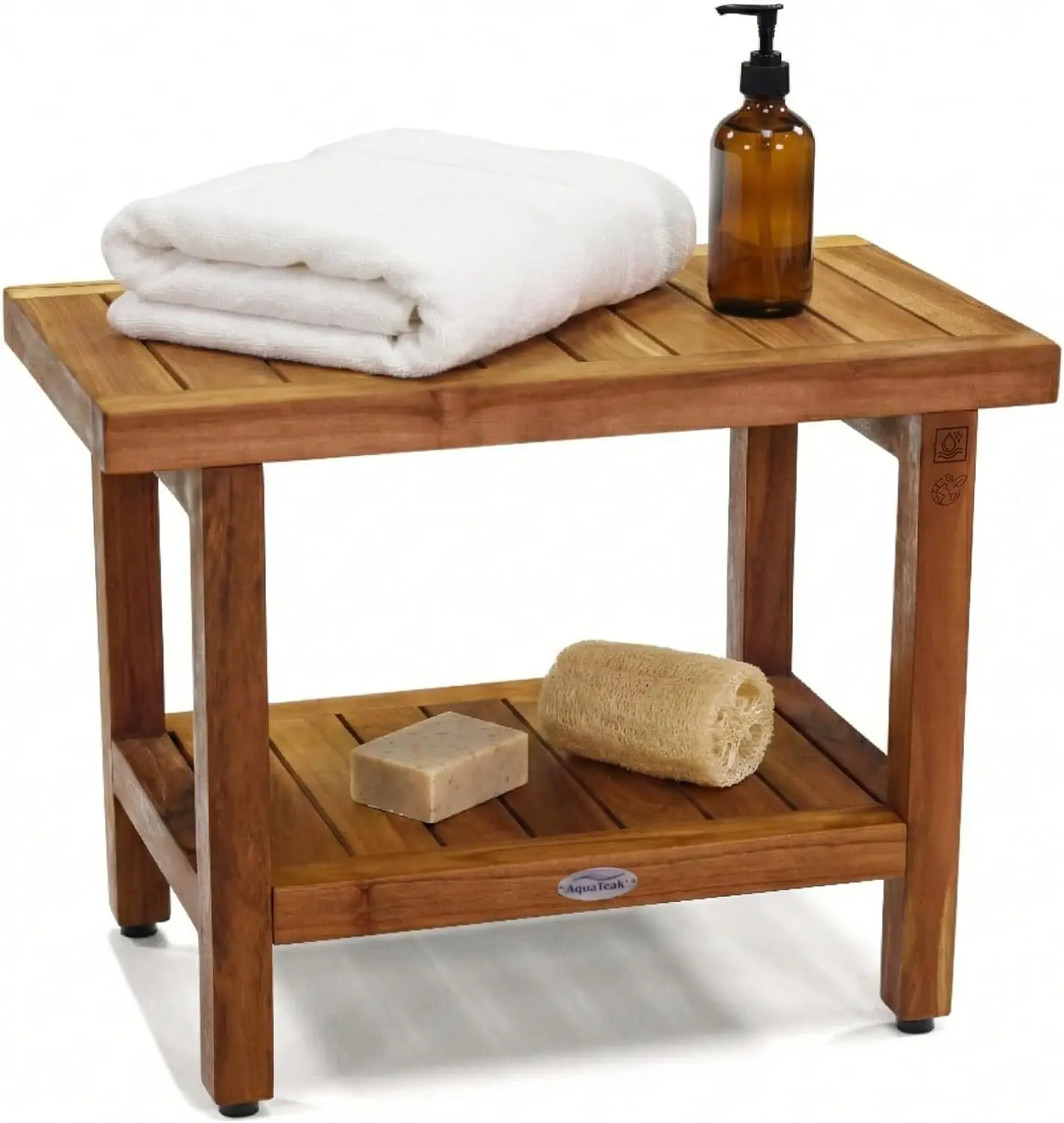 

The Original 24" Spa Teak Shower Bench - Shower Stool with Storage Shelf for Bathroom - Durable Water Resistant Shower Chair