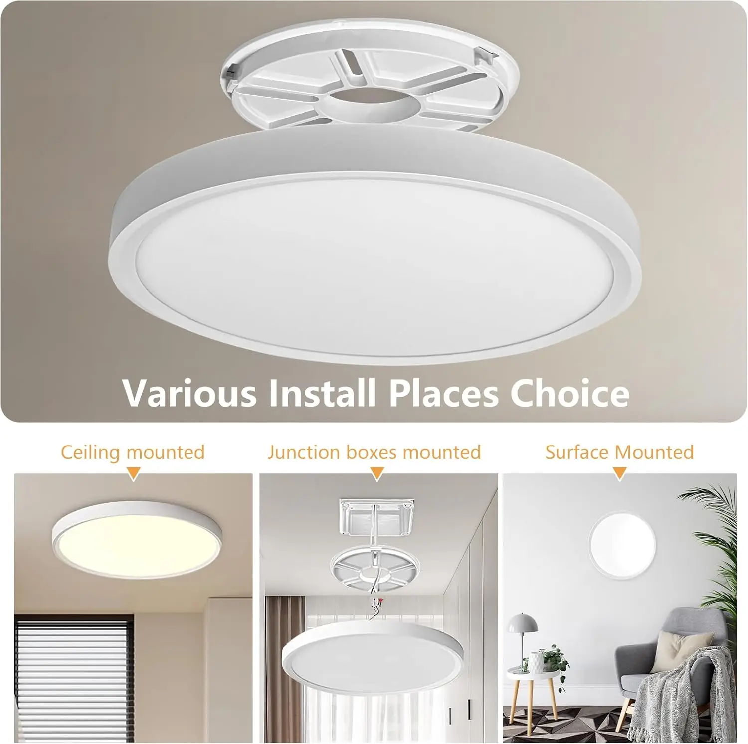 6Pk 12 Inch Led Flush Mount Ceiling Light, 24W, 2520Lm, 3000K/4000K/6000K Cct Selectable Super Slim Led Ceiling Light, Close To