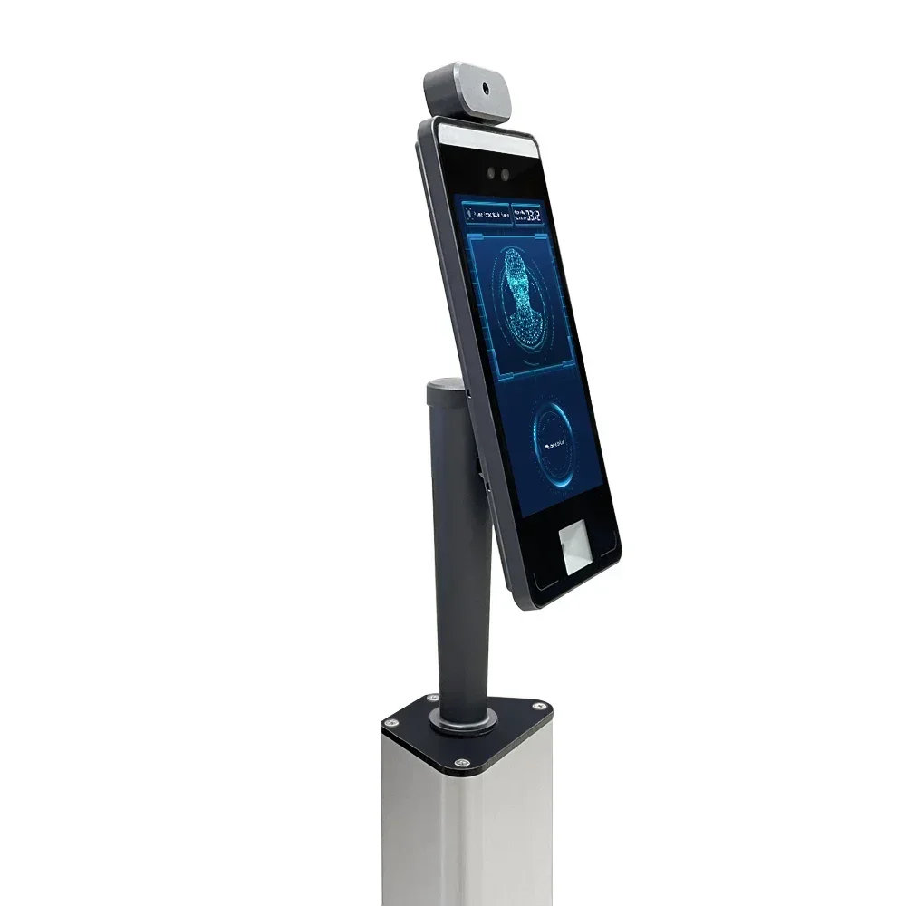 Floor Standing Design 8 Inch Face Recognition Terminal with Temperature Measurement IC Card QR Code Reader