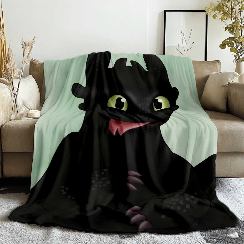 

Cute Dragon Night Fury Thin Printed Blanket Accessories Home Blankets Flannel Throw for Sofa,Bed,Travel,Camping,Office,Couch