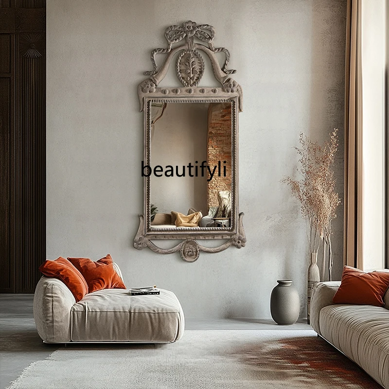 

European classic vanity mirror bedroom vanity mirror living room decoration, dining room background wall wall hanging mirror
