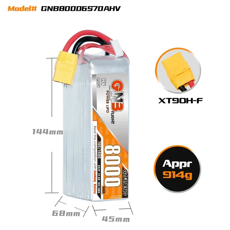 GNB 6S 22.8 8000mAh 70C/140C akumulator LiPo do samolotów RC helikopter łodzie RC samochody 22.8V akumulator z wtyczką XT60/XT90