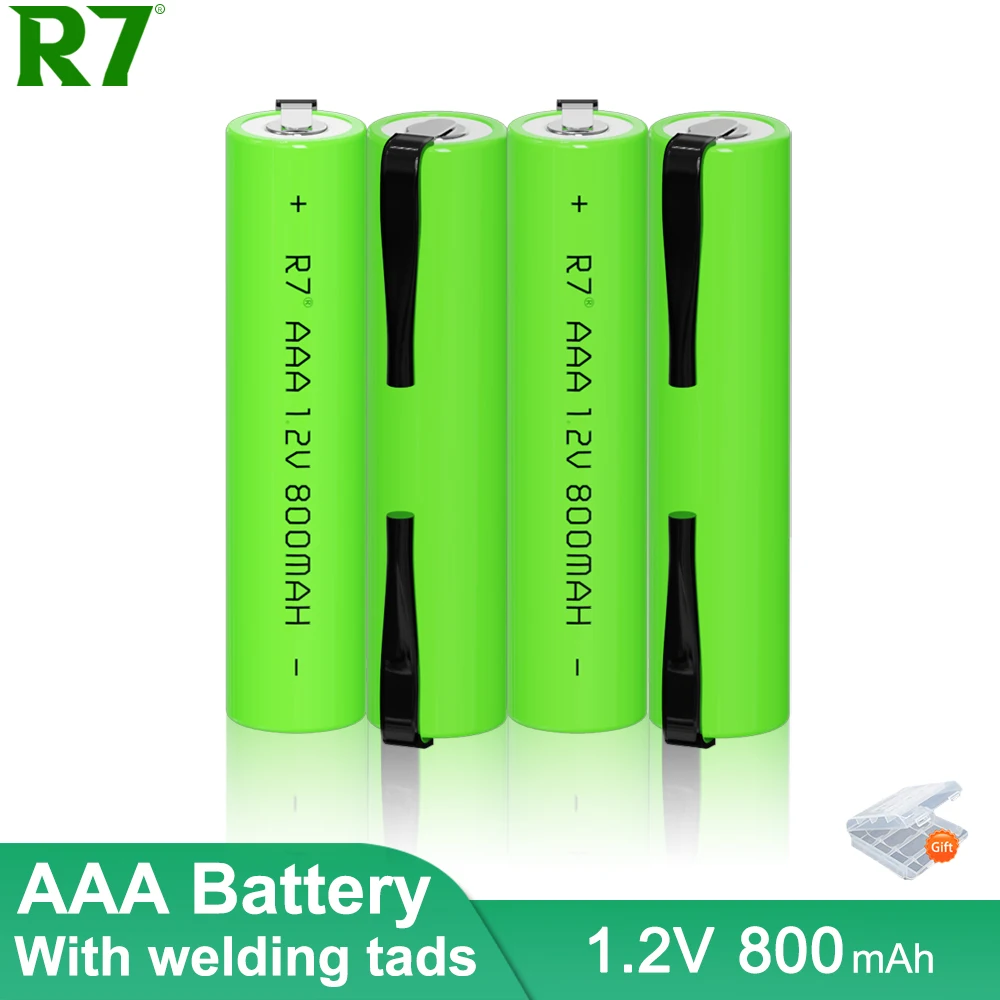 1.2 V AAA rechargeable battery 800mAh Ni-MH cell Green shell with welding tabs for Philips electric shaver razor toothbrush