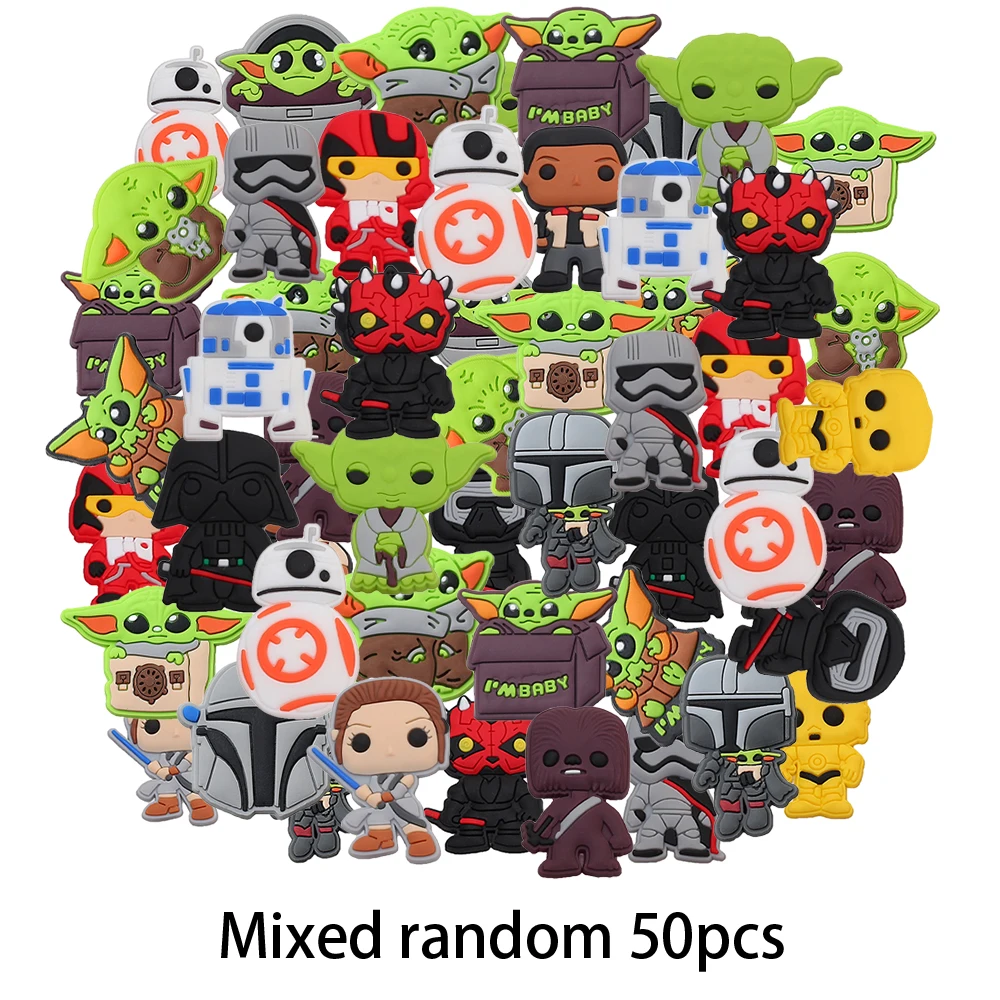 10-50pcs Mixed Random Yoda Shoe Charms Designer for Shoe Accessories Dreations for Sandals Sneaker Classic Clog Kids X-mas Gifts