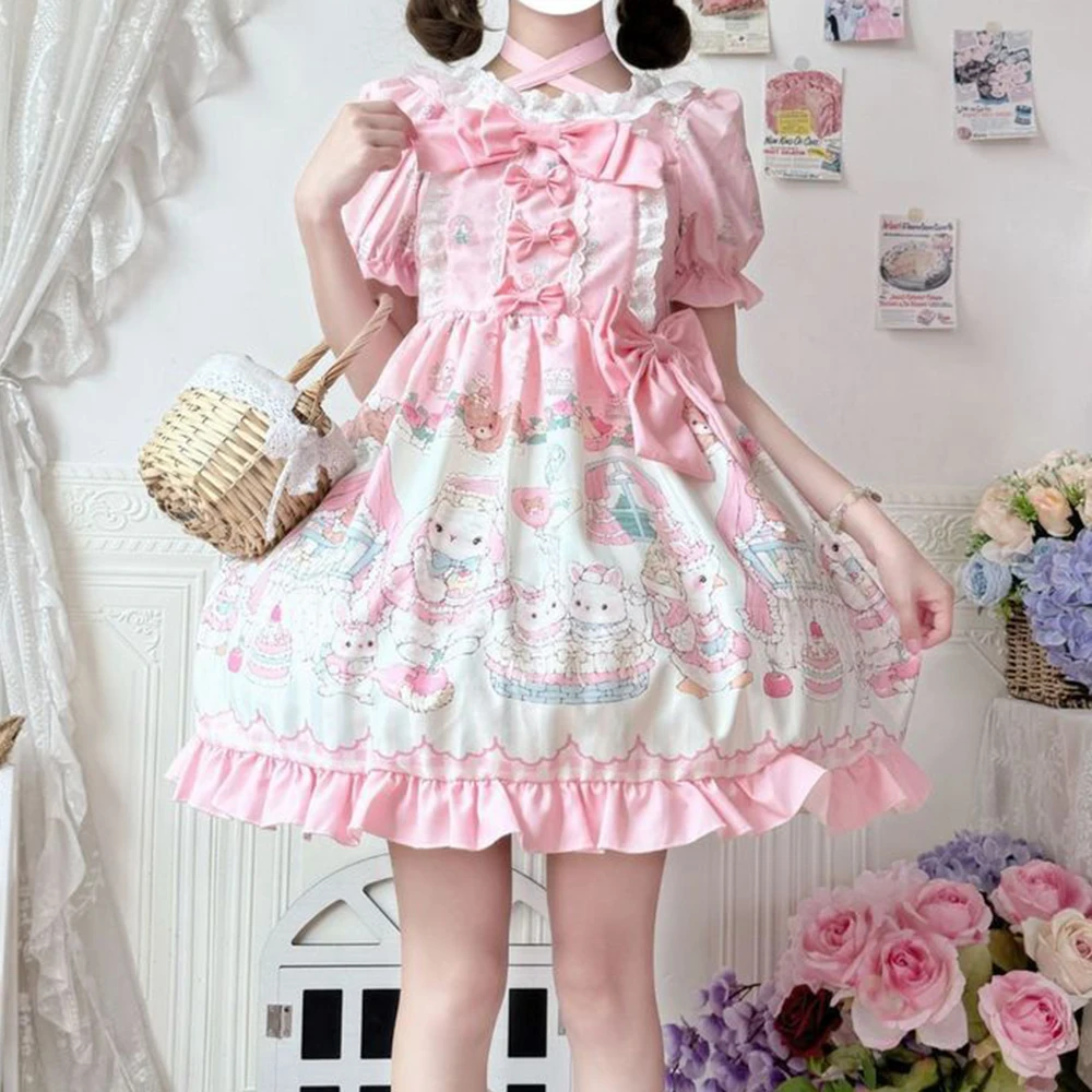 

[Afternoon Sweet Dream] Original Lolita Sweet and Cute OP Dress Summer Princess Dress Suspender Cake Dress