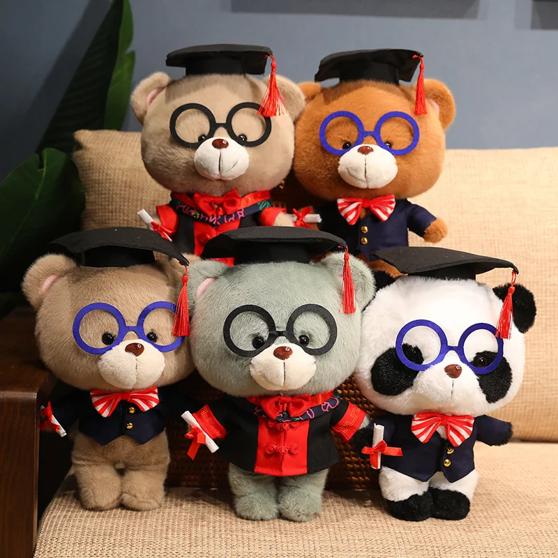 

33cm Cartoon Big Head Dr. Bear Plush Toy Cute Stuffed Animals Graduation Teddy Bears Plushies Doll Anime Soft Kids Students Toys