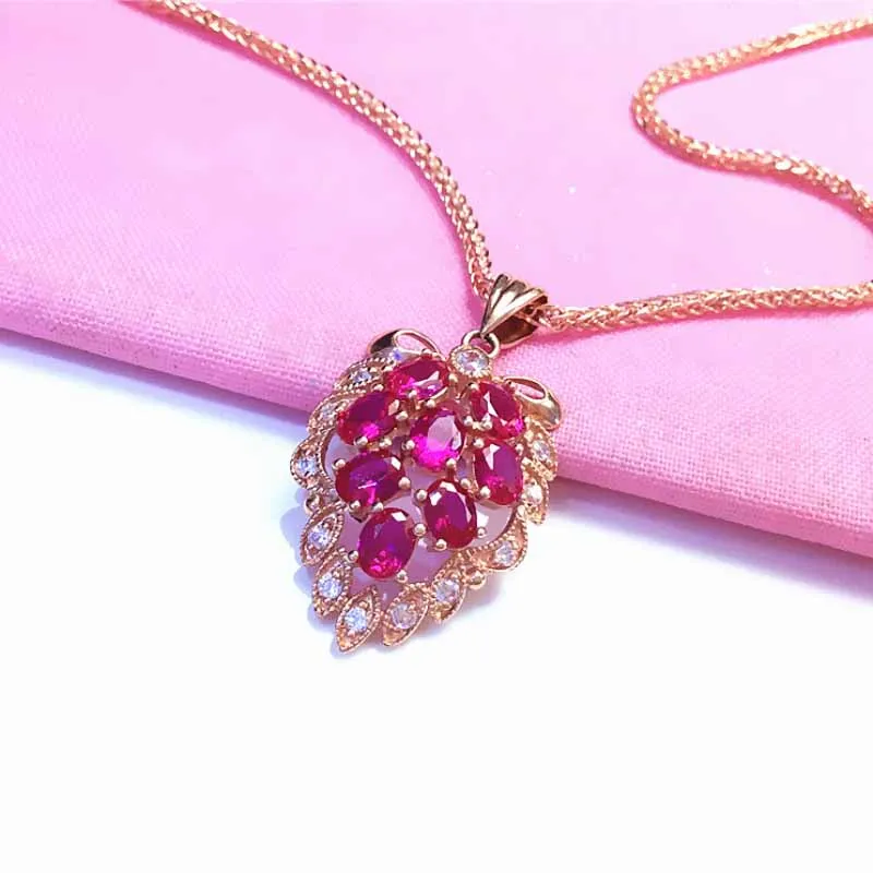 585 Purple Gold Fashion New Ruby Grape Necklace Plated 14K Rose Gold Exquisite Bow Knot Design Light Luxury Ladies Jewelry